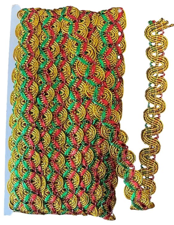 Millare navideño dorado con rojo y verde